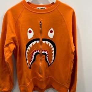 Bape shark Zip detail crew neck sweatshirt